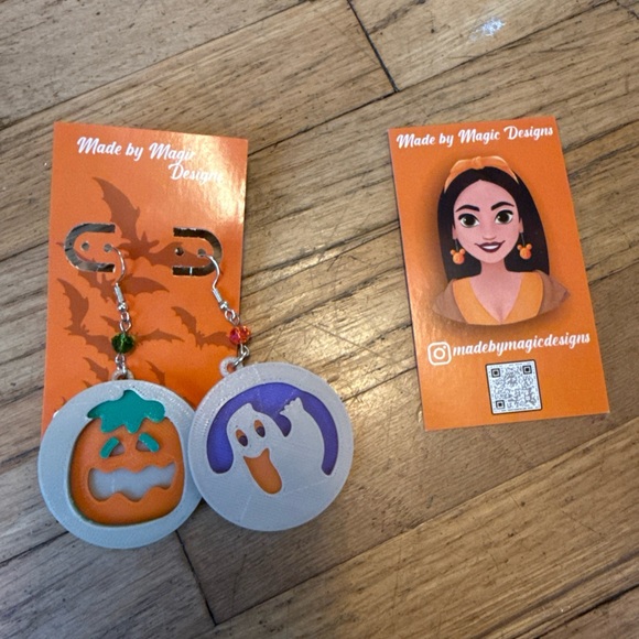 Halloween pillsbury cookie earrings ghost and pumpkin cookie - sterling silver - Picture 3 of 8